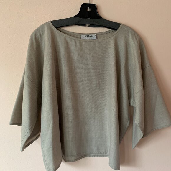 Zoran Wool Silk Oversized Top – Mushroom Taupe Minimalist OS - Picture 1 of 5